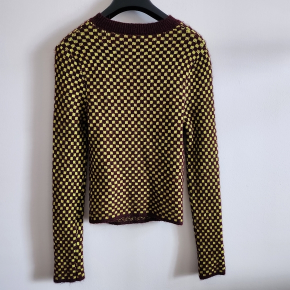 ๐๏ธ SALE ๐๏ธ Zara M checkered cut out sweater, brown and yellow - Picture 4 of 10
